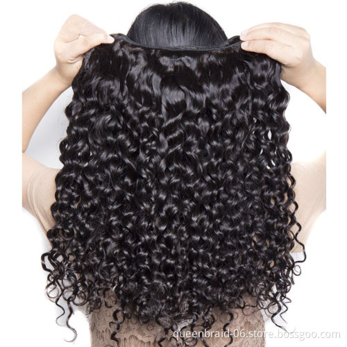 Brazilian Water Wave Bundles with Closure Virgin Human Hair Extensions Wet and Wavy Bundles with Free Part Lace Closure